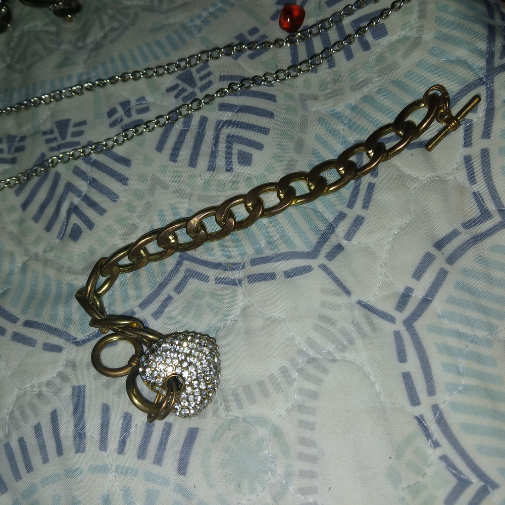 Gold and Silver Heart Charm Bracelet